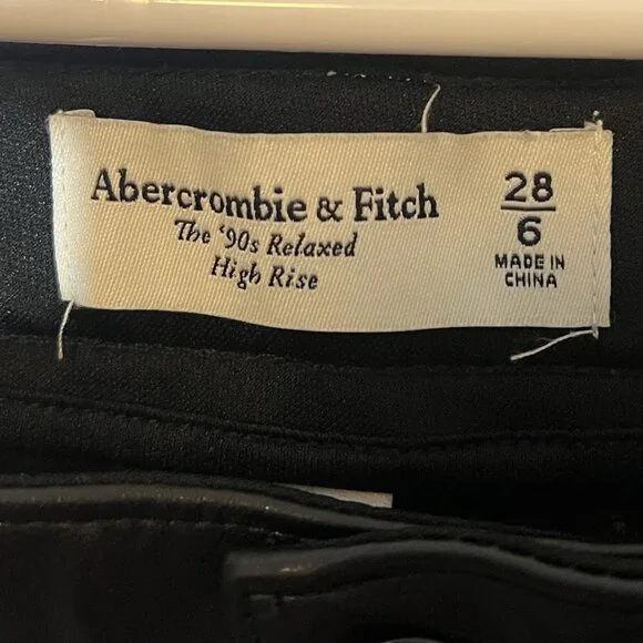 Abercrombie & Fitch Women 28/6 Curve Love Vegan Leather 90s Straight Pant Black - Picture 14 of 16